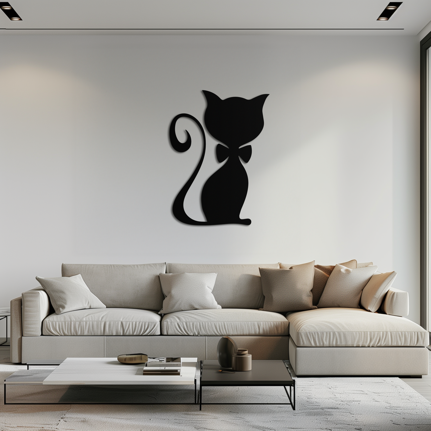 Cute Cat Metal Wall Art – Minimalist Feline Decor - KAF268 - Tampa Home & Garden Store