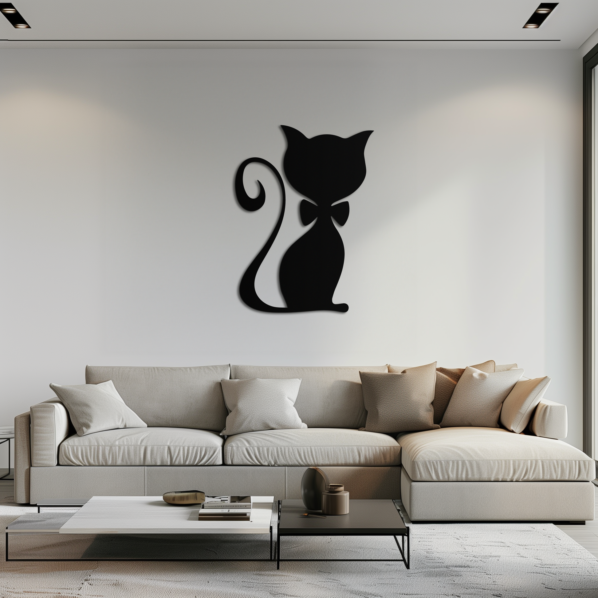 Cute Cat Metal Wall Art – Minimalist Feline Decor - KAF268 - Tampa Home & Garden Store