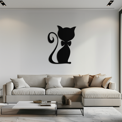 Cute Cat Metal Wall Art – Minimalist Feline Decor - KAF268 - Tampa Home & Garden Store