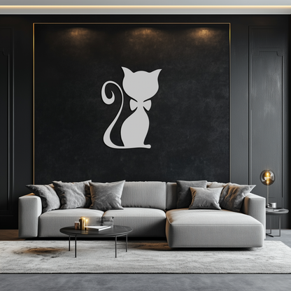 Cute Cat Metal Wall Art – Minimalist Feline Decor - KAF268 - Tampa Home & Garden Store