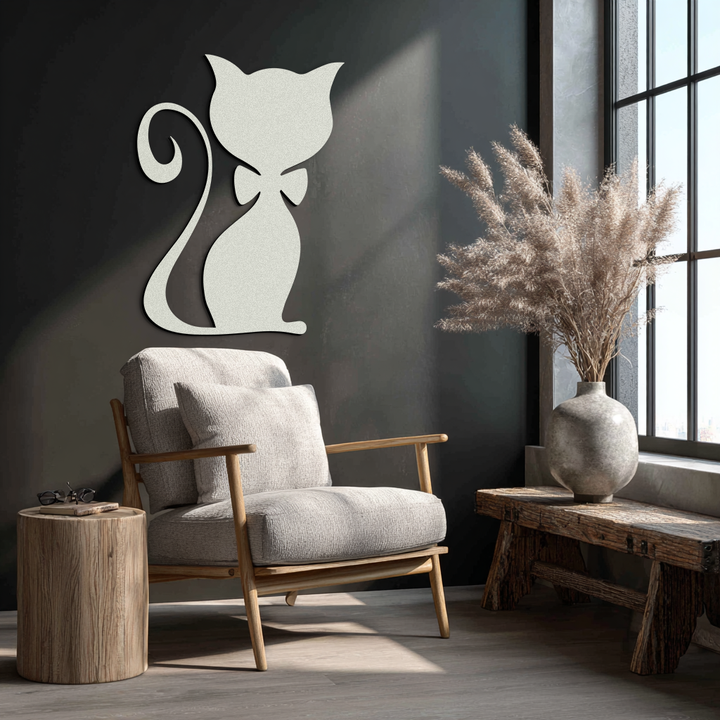 Cute Cat Metal Wall Art – Minimalist Feline Decor - KAF268 - Tampa Home & Garden Store