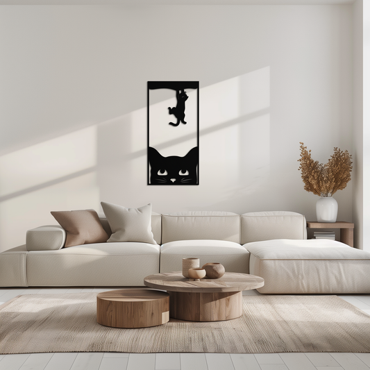 Cute Cat and Kitten Metal Wall Art – Playful Hanging Cat Silhouette Steel Decor for Pet Lovers and Home Interiors- KAF407 - Tampa Home & Garden Store