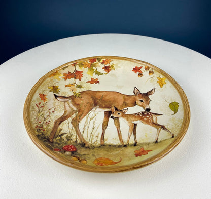 Cute Deer Mom and Baby Dinner or Serving Plate. Whimsical Plate. Kid at Heart or Grandparents' Gift for Grandkids. Fall Celebration. - Tampa Home & Garden Store