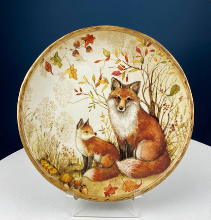 Cute Foxes Dinner Plate. Fox Mom with Her Pup. Whimsical Fall Themed Plate. Kid at Heart or Grandparents' Gift for Grandkids. Gift for Mom. - Tampa Home & Garden Store