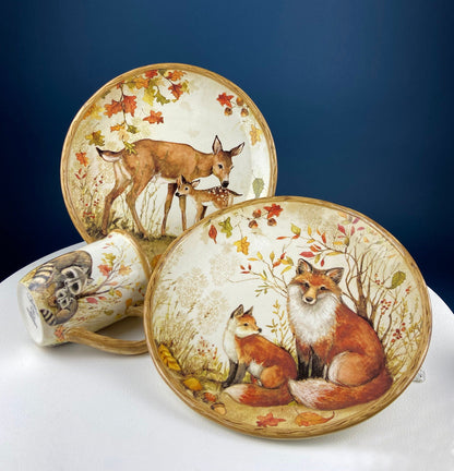 Cute Foxes Dinner Plate. Fox Mom with Her Pup. Whimsical Fall Themed Plate. Kid at Heart or Grandparents' Gift for Grandkids. Gift for Mom. - Tampa Home & Garden Store