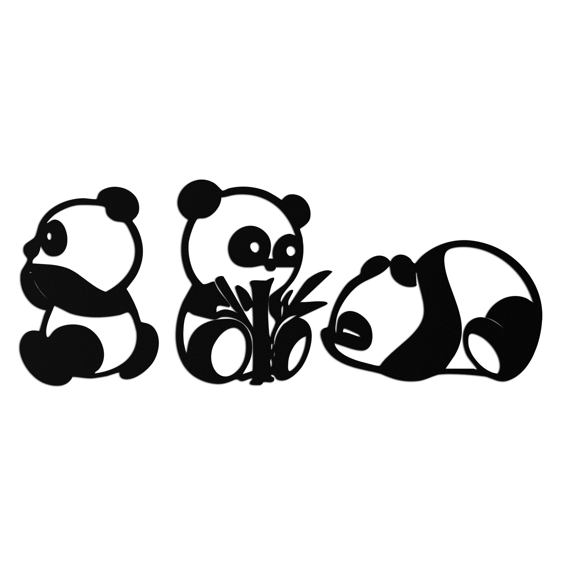Cute Panda Trio Metal Wall Art – Black Steel Playful Animal Nursery Decor- KAF515 - Tampa Home & Garden Store