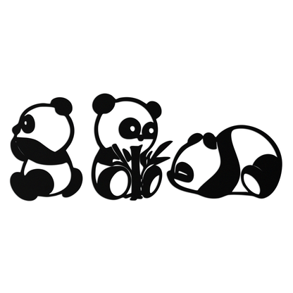Cute Panda Trio Metal Wall Art – Black Steel Playful Animal Nursery Decor- KAF515 - Tampa Home & Garden Store