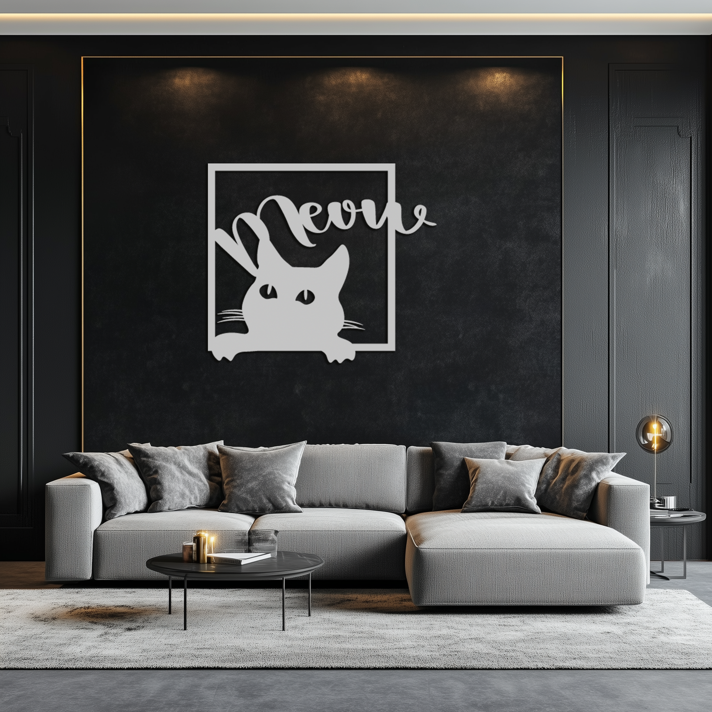 Cute Peeking Cat "Meow" Metal Wall Art – Playful Black Cat Silhouette Steel Decor for Pet Lovers and Home Interiors- KAF425 - Tampa Home & Garden Store