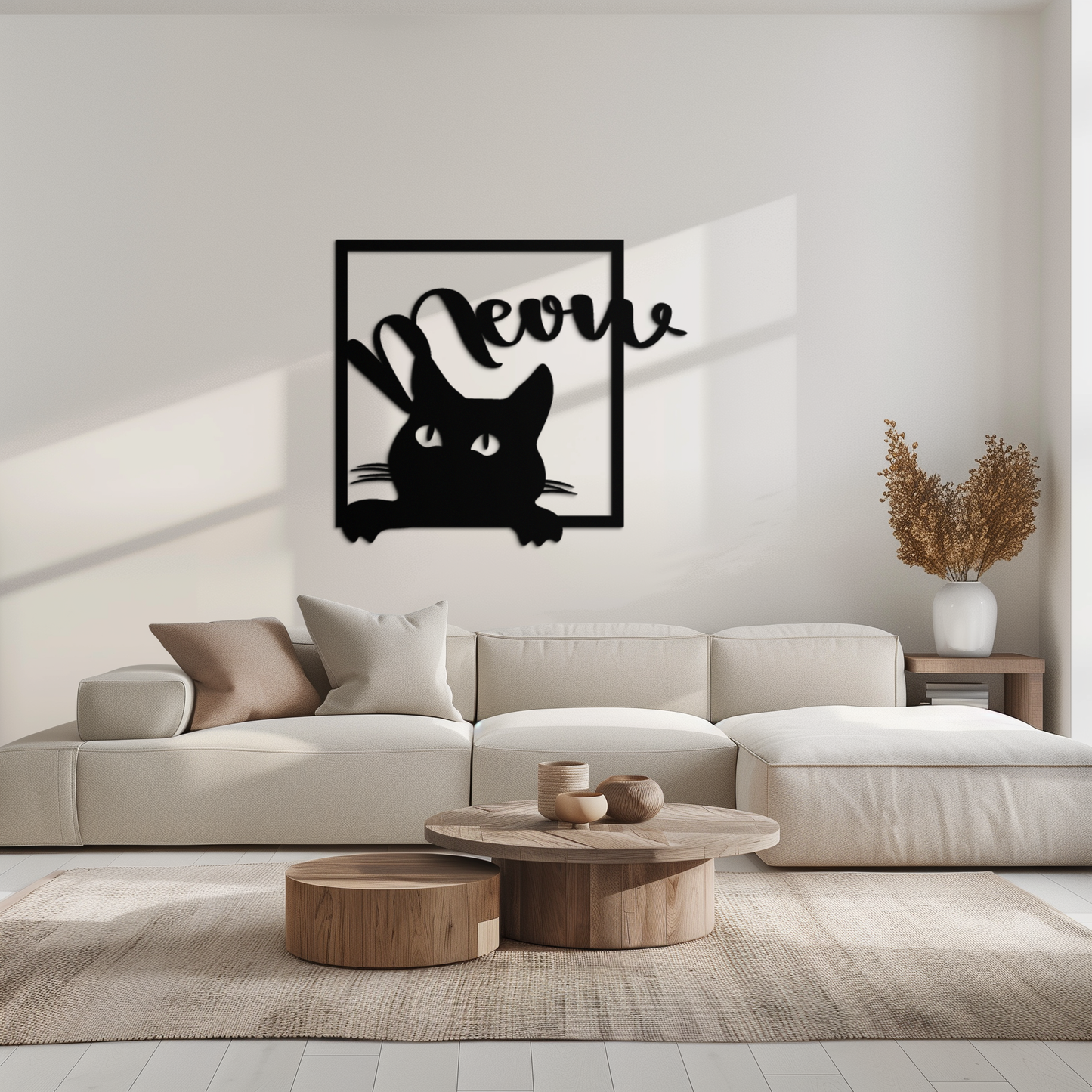 Cute Peeking Cat "Meow" Metal Wall Art – Playful Black Cat Silhouette Steel Decor for Pet Lovers and Home Interiors- KAF425 - Tampa Home & Garden Store