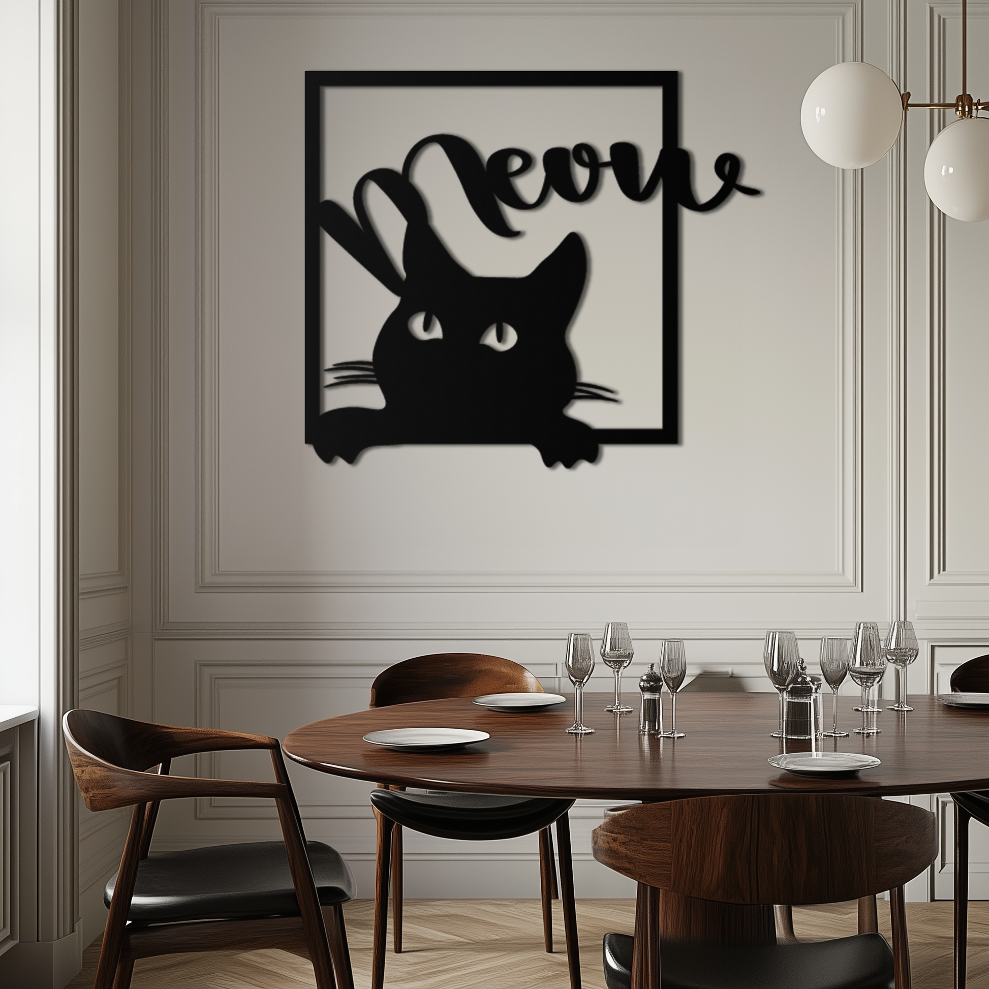 Cute Peeking Cat "Meow" Metal Wall Art – Playful Black Cat Silhouette Steel Decor for Pet Lovers and Home Interiors- KAF425 - Tampa Home & Garden Store