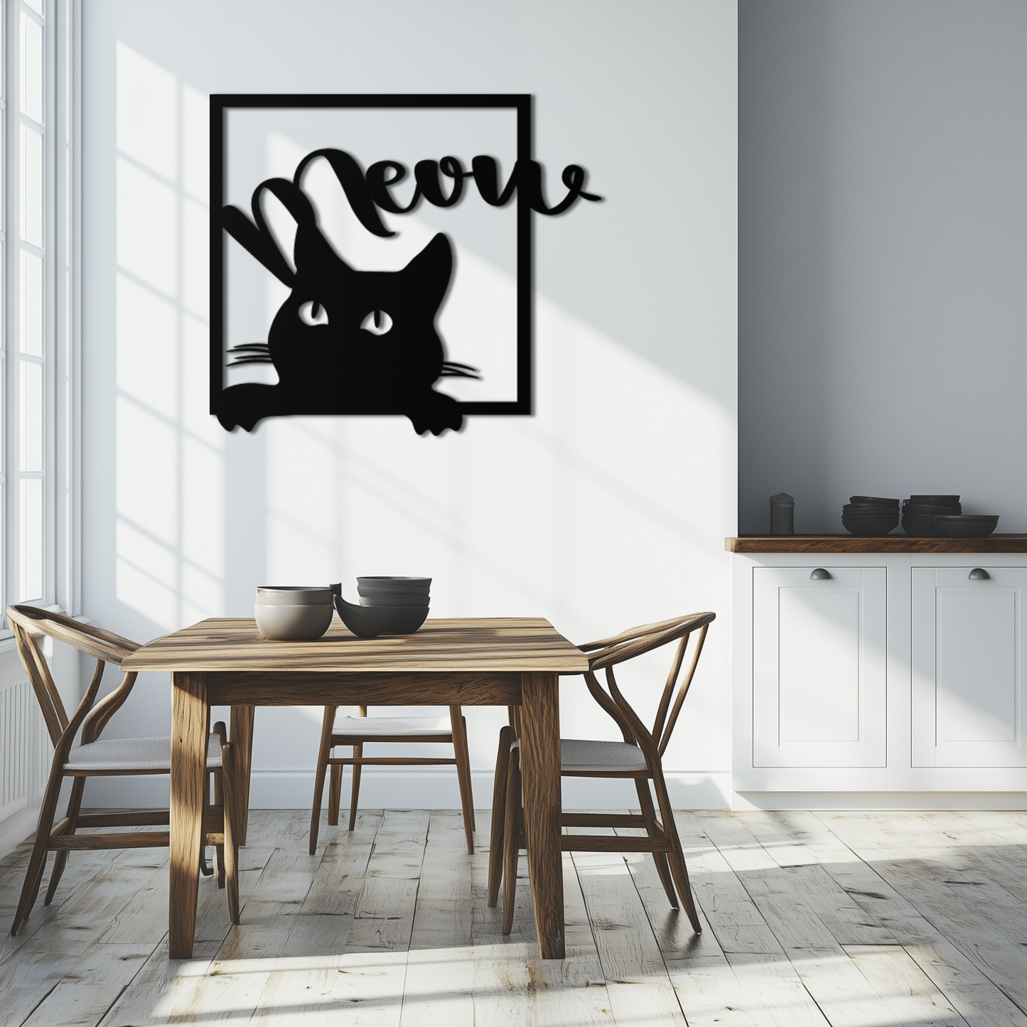 Cute Peeking Cat "Meow" Metal Wall Art – Playful Black Cat Silhouette Steel Decor for Pet Lovers and Home Interiors- KAF425 - Tampa Home & Garden Store