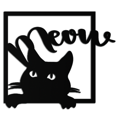 Cute Peeking Cat "Meow" Metal Wall Art – Playful Black Cat Silhouette Steel Decor for Pet Lovers and Home Interiors- KAF425 - Tampa Home & Garden Store