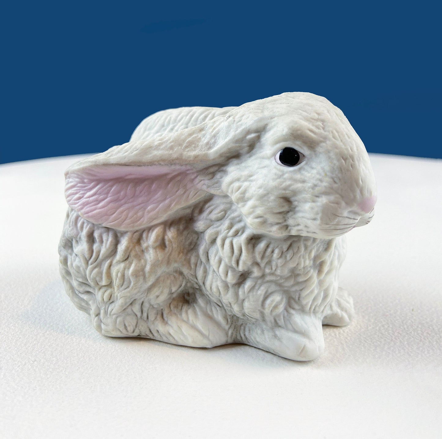 Cute Porcelain Gray Bunny with Pink Ears. Rabbit Figurine for Kids Room, Easter Spring Celebration. Dining Rm Display. Collectible Statuette - Tampa Home & Garden Store