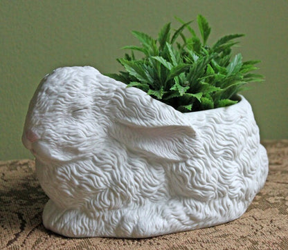 Cute Porcelain Gray Bunny with Pink Ears. Rabbit Figurine for Kids Room, Easter Spring Celebration. Dining Rm Display. Collectible Statuette - Tampa Home & Garden Store
