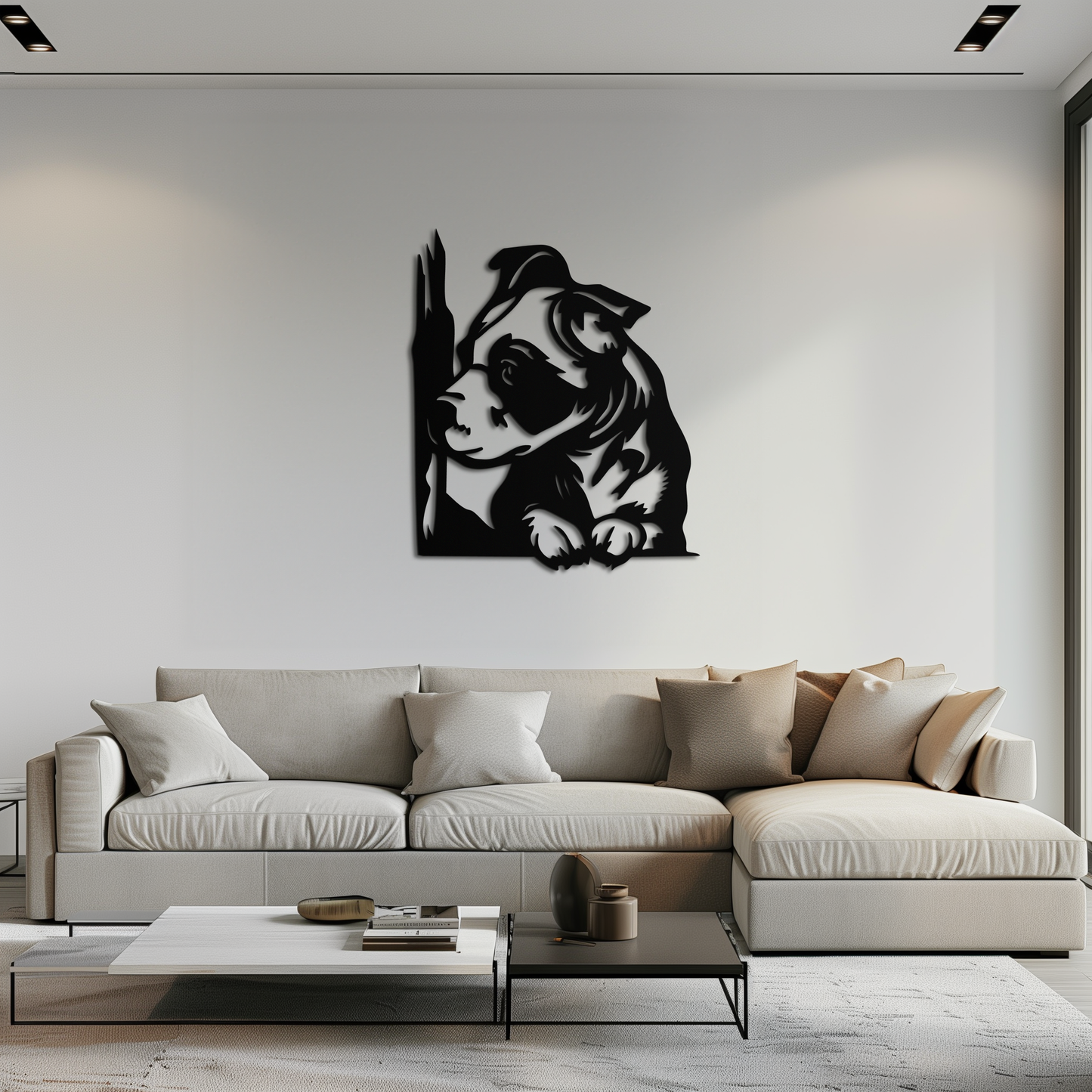 Cute Puppy Peeking Silhouette Metal Wall Art – Adorable Dog Decor for Pet Lovers- KAF685 - Tampa Home & Garden Store
