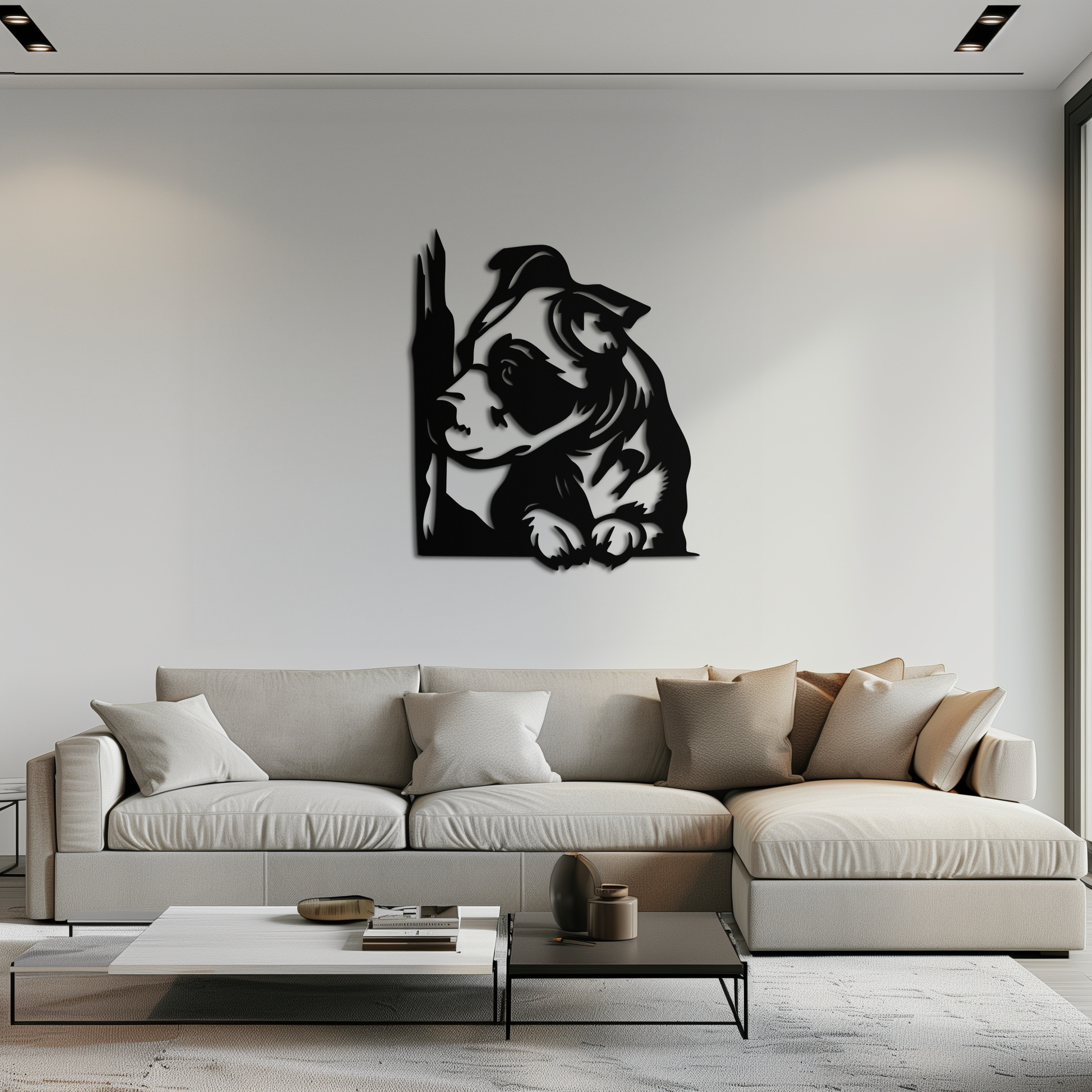 Cute Puppy Peeking Silhouette Metal Wall Art – Adorable Dog Decor for Pet Lovers- KAF685 - Tampa Home & Garden Store