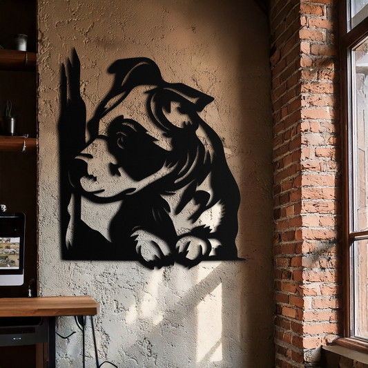 Cute Puppy Peeking Silhouette Metal Wall Art – Adorable Dog Decor for Pet Lovers- KAF685 - Tampa Home & Garden Store
