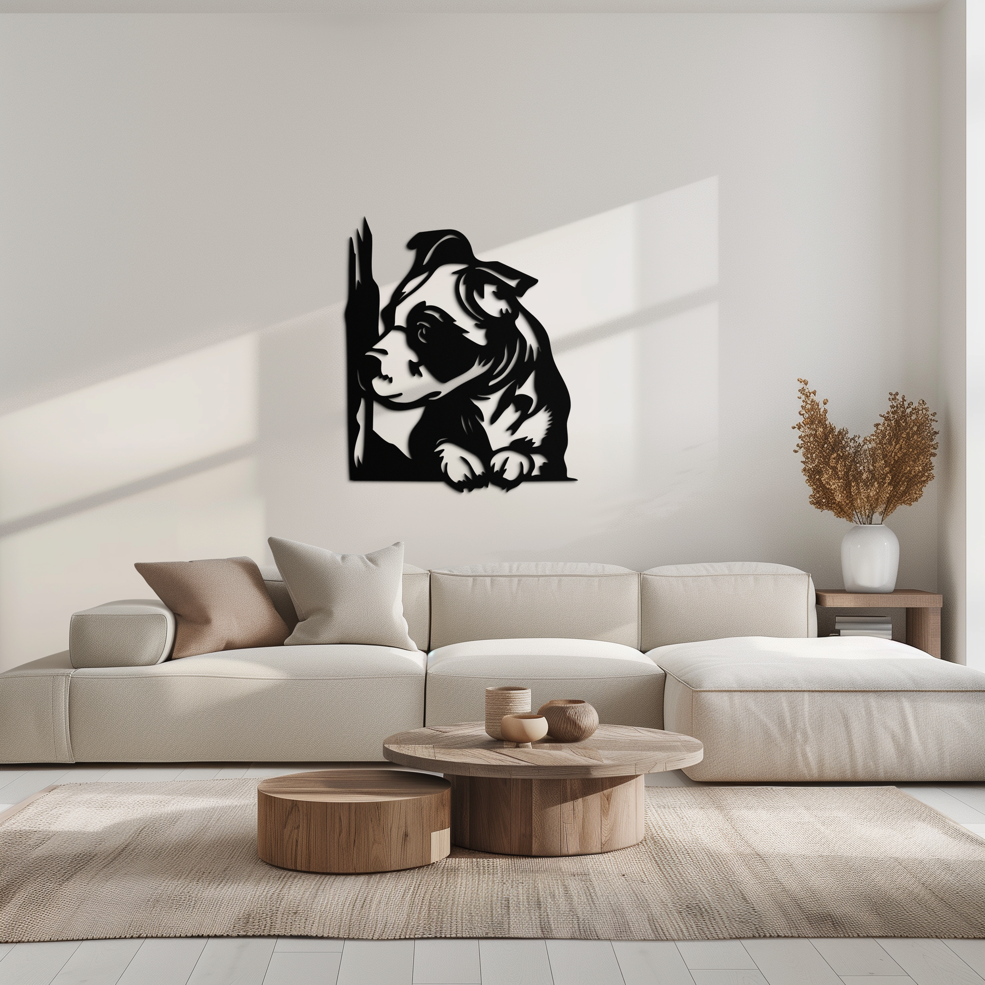 Cute Puppy Peeking Silhouette Metal Wall Art – Adorable Dog Decor for Pet Lovers- KAF685 - Tampa Home & Garden Store
