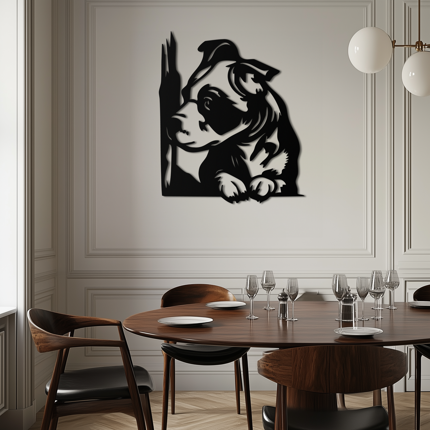 Cute Puppy Peeking Silhouette Metal Wall Art – Adorable Dog Decor for Pet Lovers- KAF685 - Tampa Home & Garden Store