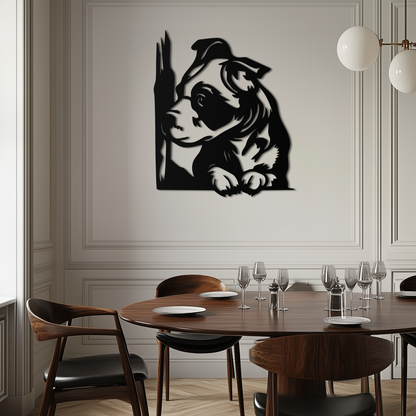 Cute Puppy Peeking Silhouette Metal Wall Art – Adorable Dog Decor for Pet Lovers- KAF685 - Tampa Home & Garden Store