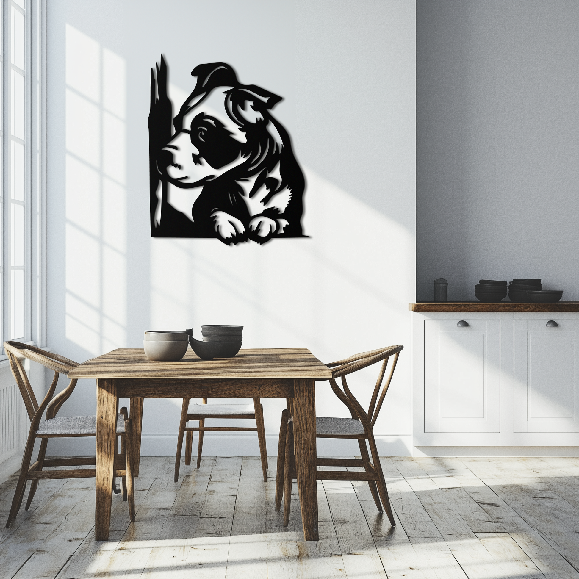 Cute Puppy Peeking Silhouette Metal Wall Art – Adorable Dog Decor for Pet Lovers- KAF685 - Tampa Home & Garden Store