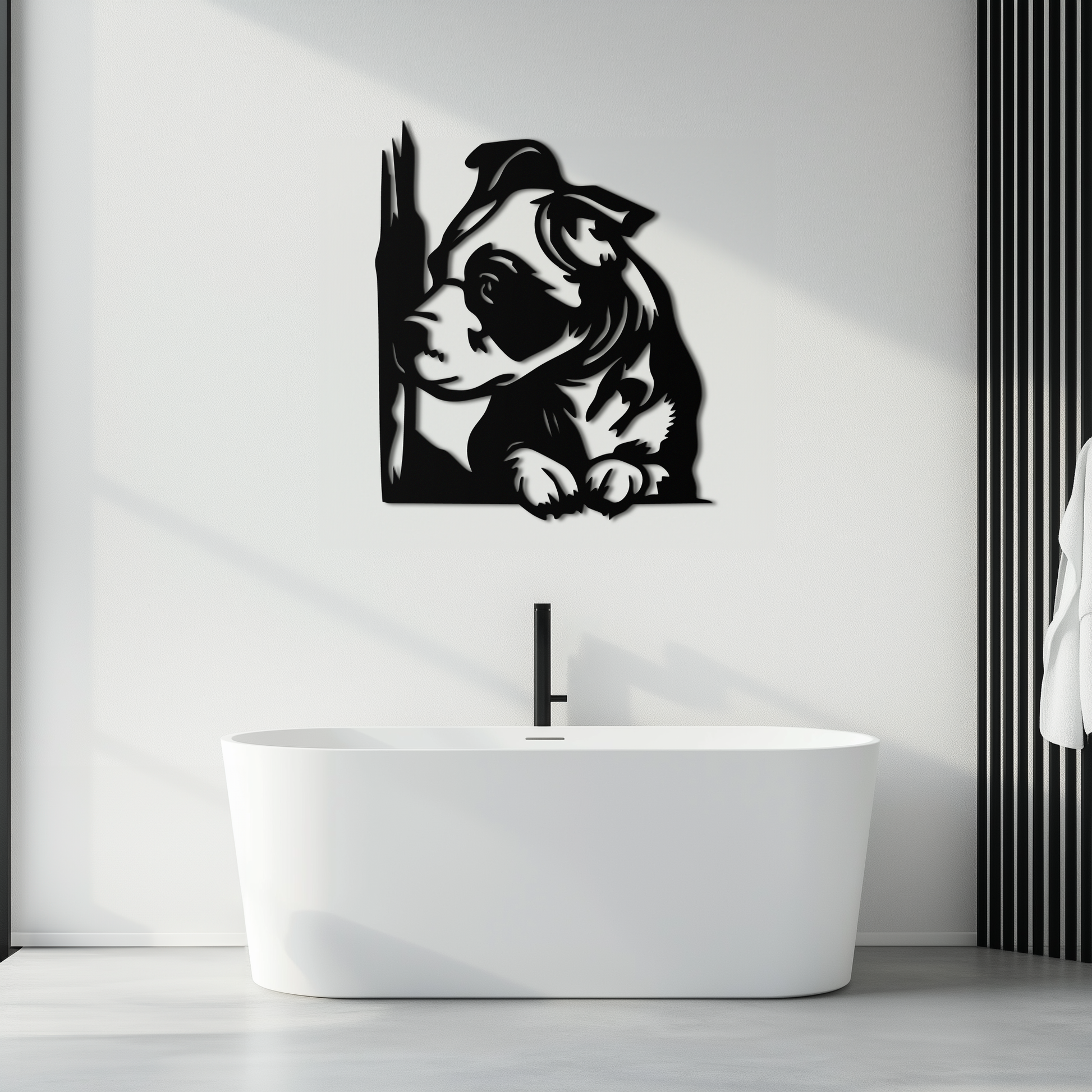 Cute Puppy Peeking Silhouette Metal Wall Art – Adorable Dog Decor for Pet Lovers- KAF685 - Tampa Home & Garden Store