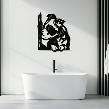 Cute Puppy Peeking Silhouette Metal Wall Art – Adorable Dog Decor for Pet Lovers- KAF685 - Tampa Home & Garden Store