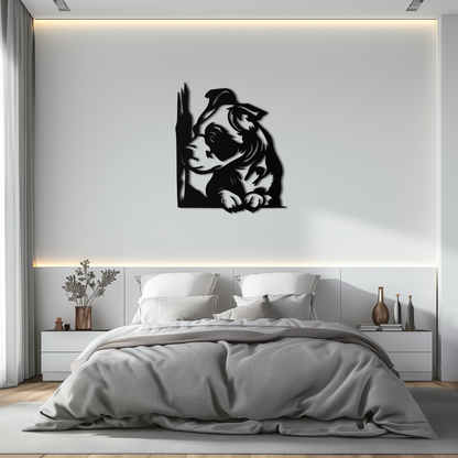Cute Puppy Peeking Silhouette Metal Wall Art – Adorable Dog Decor for Pet Lovers- KAF685 - Tampa Home & Garden Store