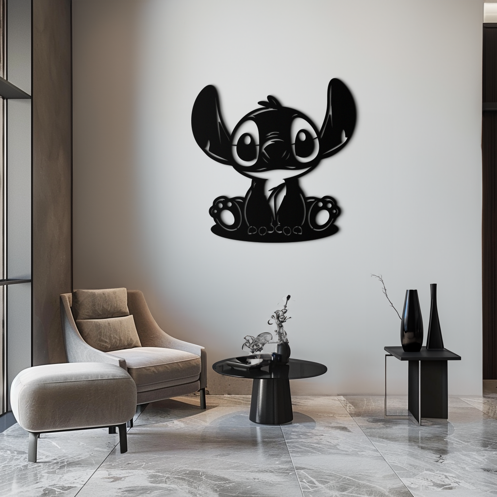 Cute Stitch Character Metal Wall Art - Adorable Cartoon Silhouette Decor- KAF572 - Tampa Home & Garden Store
