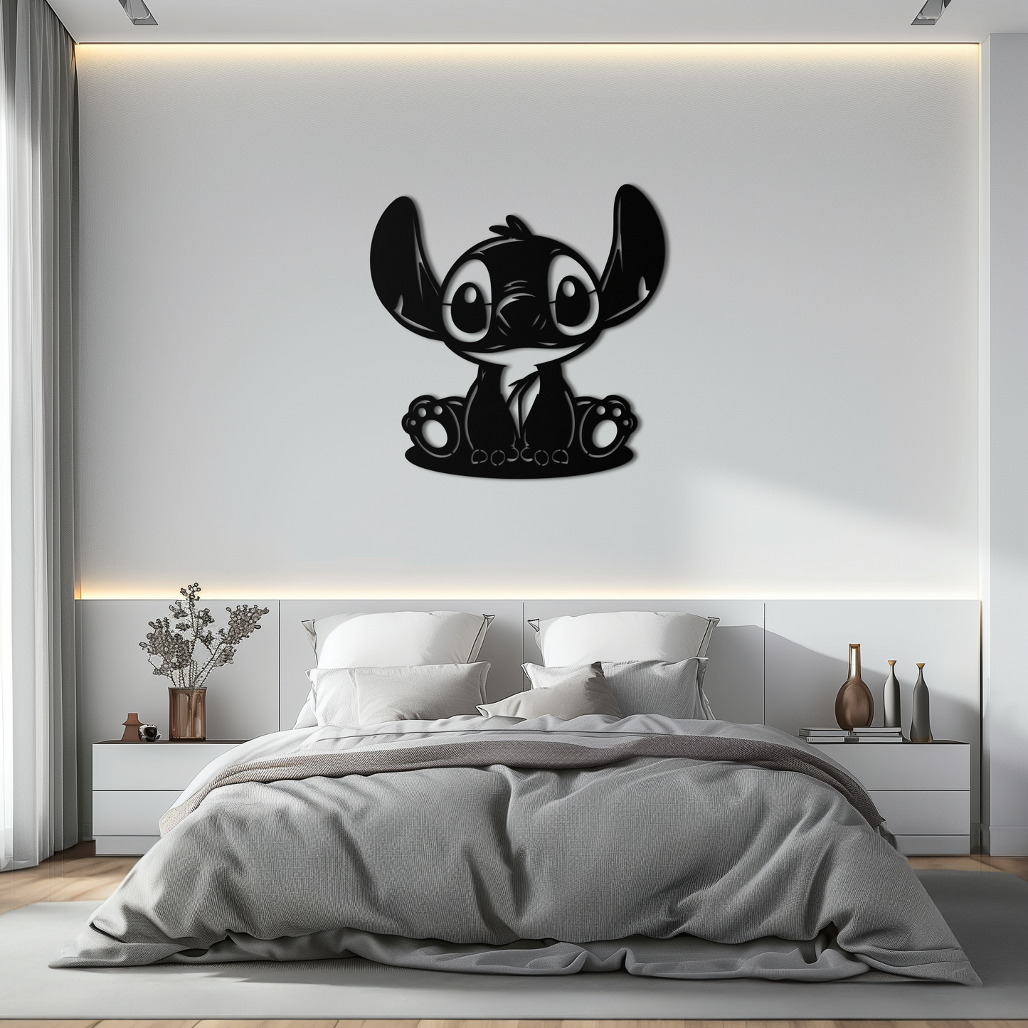 Cute Stitch Character Metal Wall Art - Adorable Cartoon Silhouette Decor- KAF572 - Tampa Home & Garden Store