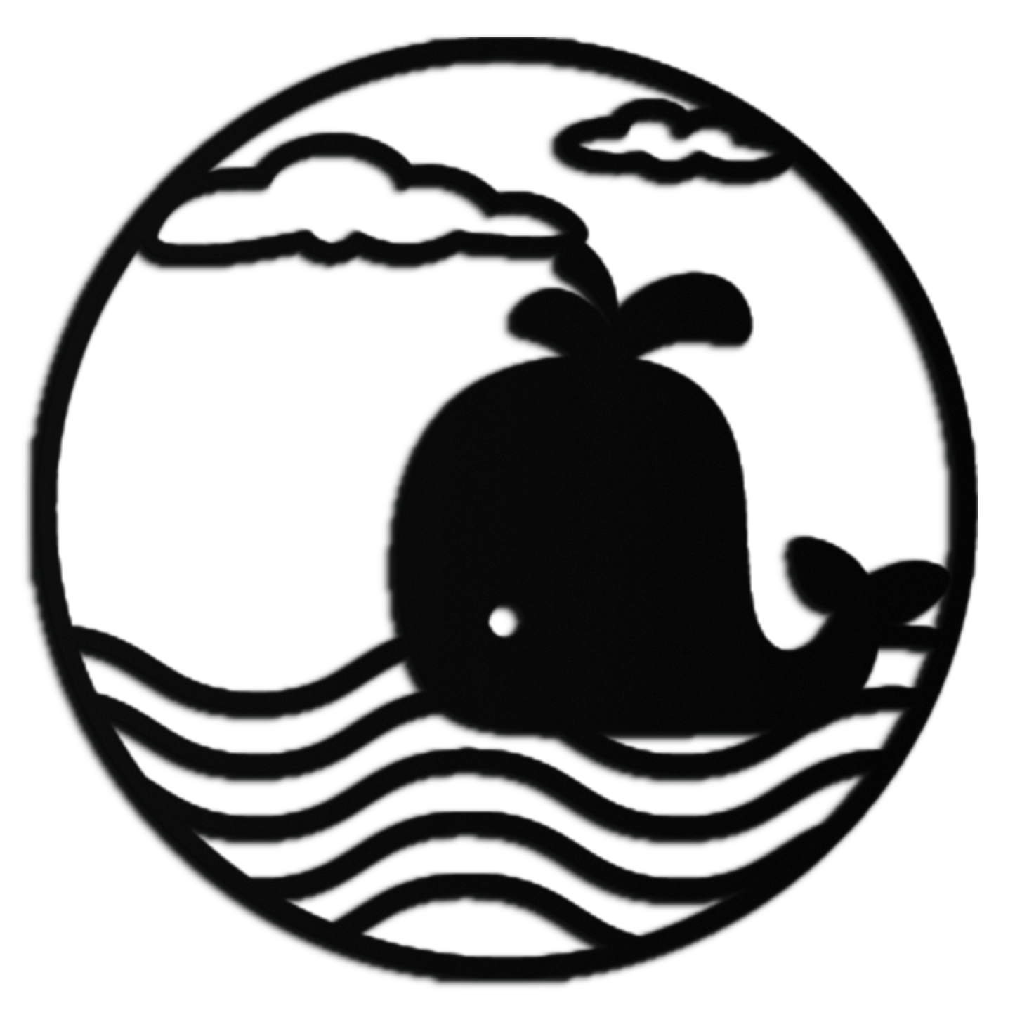 Cute Whale Ocean Scene Metal Wall Art – Playful Circular Black Steel Decor for Kids Rooms, Nurseries, and Coastal Interiors- KAF443 - Tampa Home & Garden Store