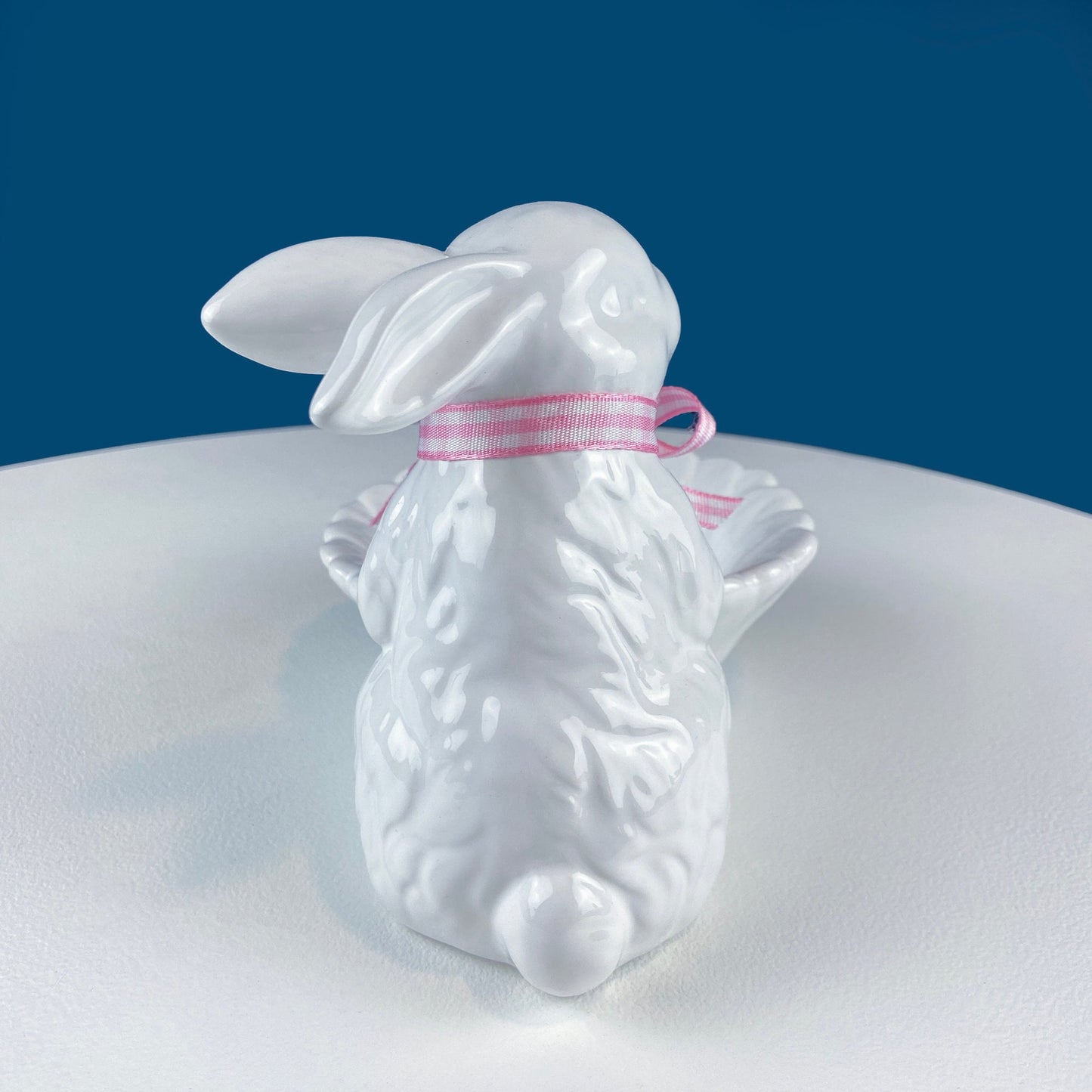 Cute White Ceramic Bunny with Sunflower Basket and Pink Bow. Small Rabbit Planter or Candy Dish. Easter Spring Decor. Table Display. - Tampa Home & Garden Store