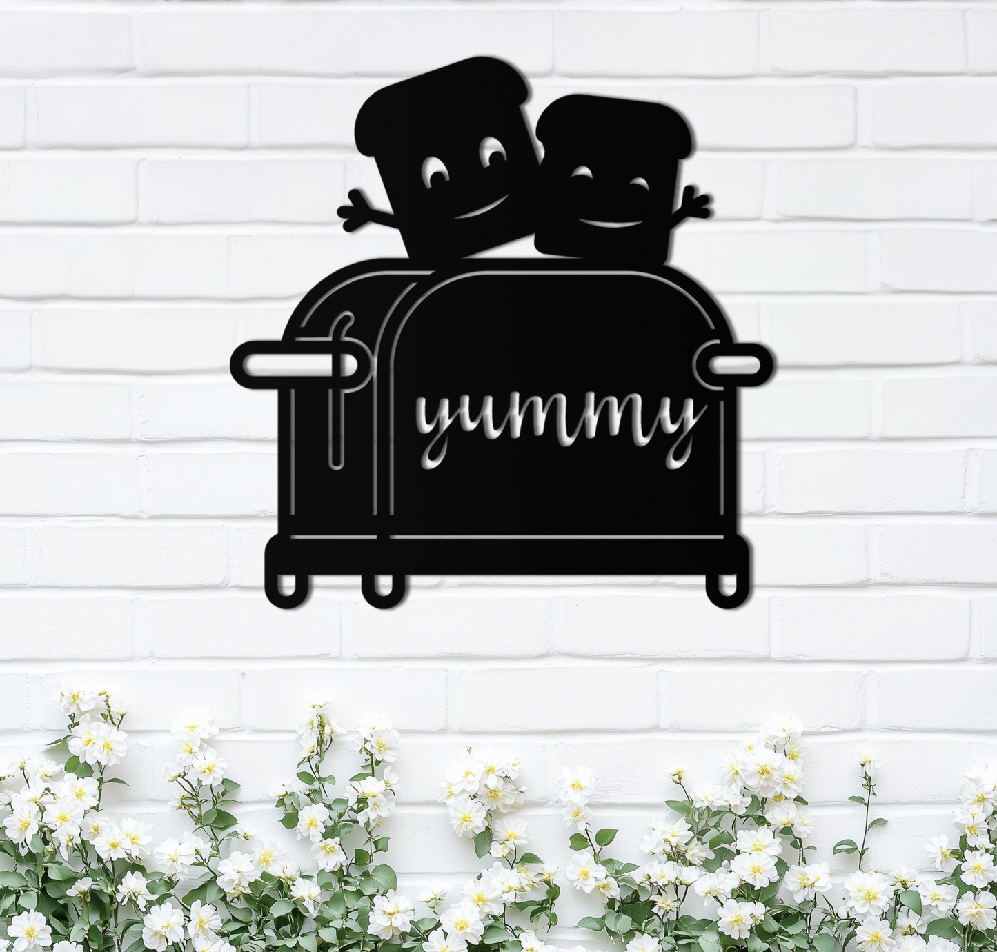 Cute Yummy Toast Metal Wall Art – Playful Kitchen Decor with Smiling Toast Characters on Toaster for Modern Home- KAF412 - Tampa Home & Garden Store