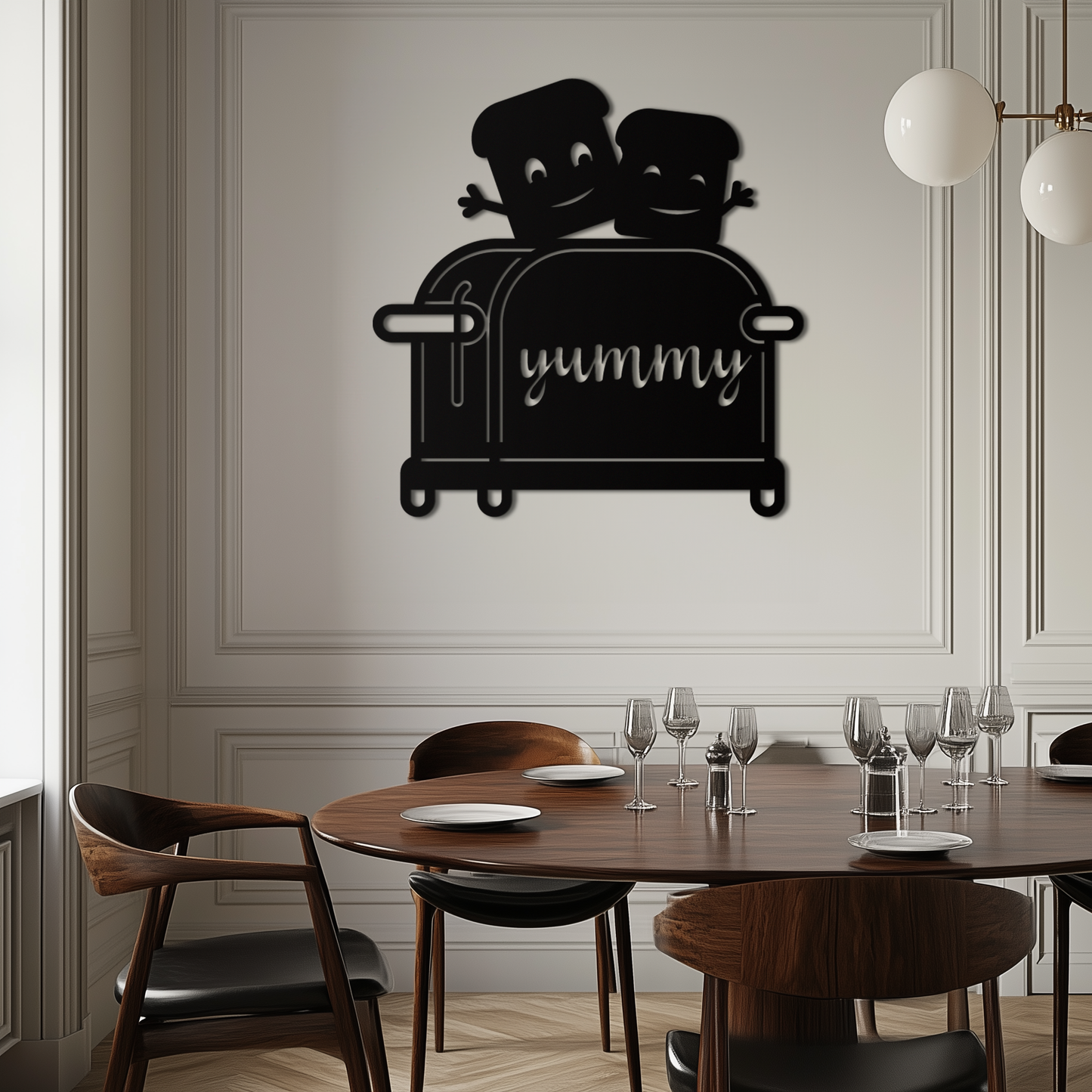 Cute Yummy Toast Metal Wall Art – Playful Kitchen Decor with Smiling Toast Characters on Toaster for Modern Home- KAF412 - Tampa Home & Garden Store