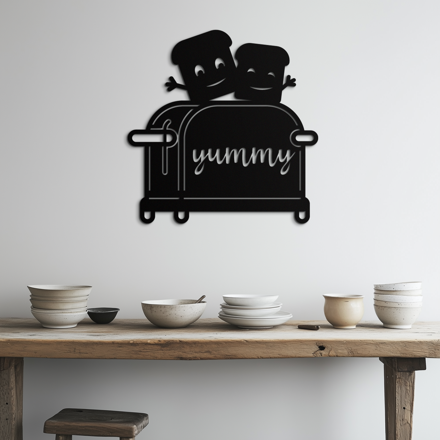 Cute Yummy Toast Metal Wall Art – Playful Kitchen Decor with Smiling Toast Characters on Toaster for Modern Home- KAF412 - Tampa Home & Garden Store