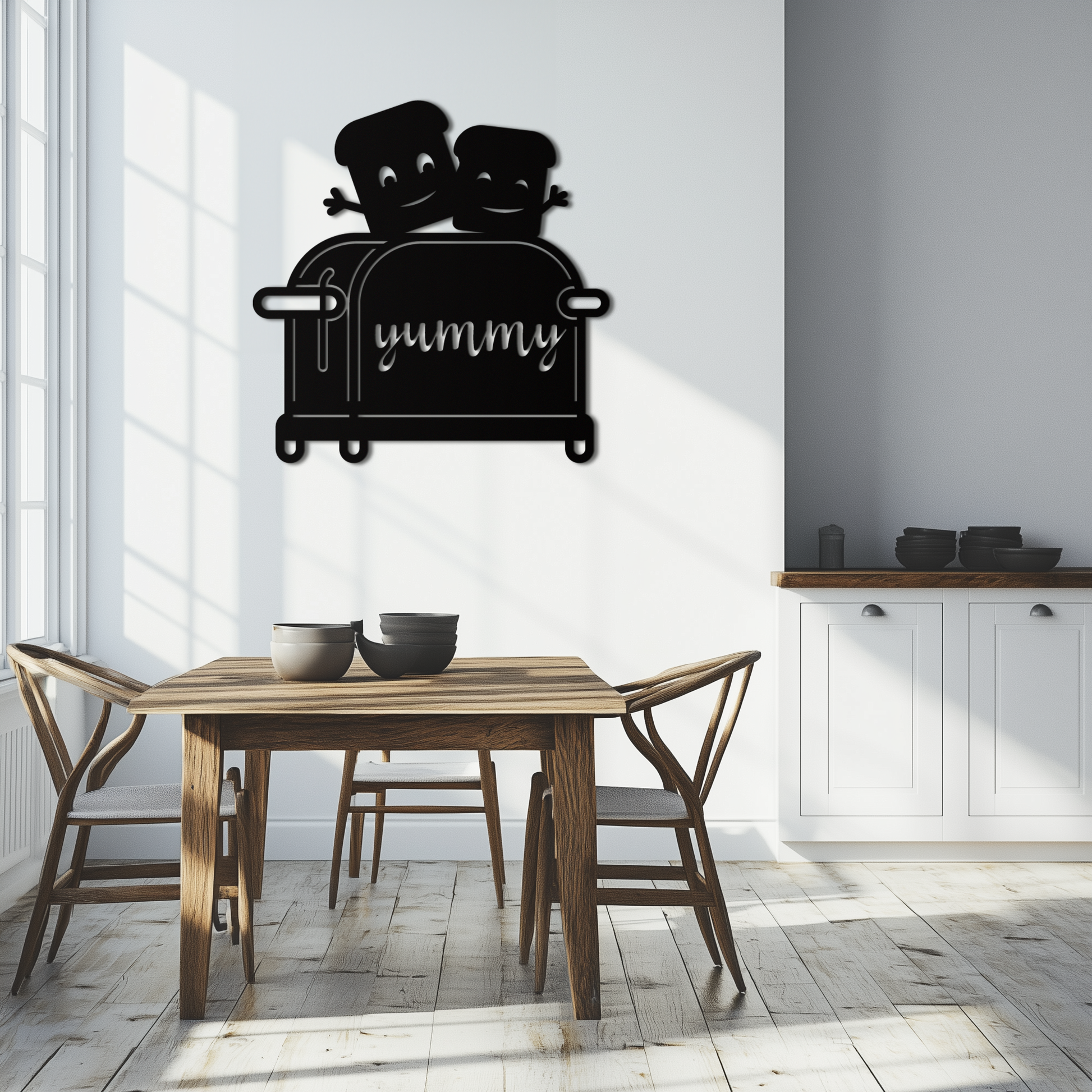 Cute Yummy Toast Metal Wall Art – Playful Kitchen Decor with Smiling Toast Characters on Toaster for Modern Home- KAF412 - Tampa Home & Garden Store