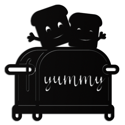 Cute Yummy Toast Metal Wall Art – Playful Kitchen Decor with Smiling Toast Characters on Toaster for Modern Home- KAF412 - Tampa Home & Garden Store