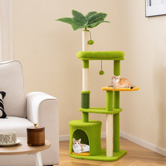 Cute Cat Tree for Adult Cats Multi-level Kitty Tower-Green - Tampa Home & Garden Store