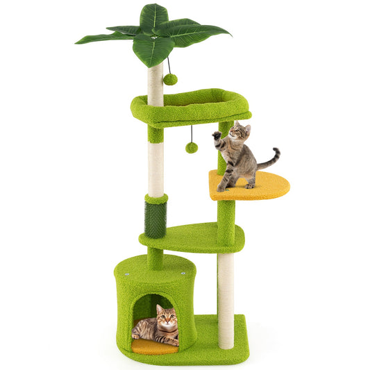 Cute Cat Tree for Adult Cats Multi-level Kitty Tower-Green - Tampa Home & Garden Store
