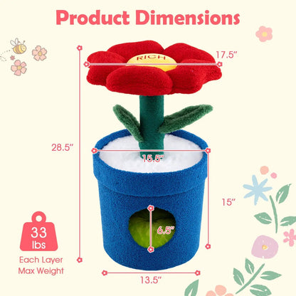 Cute Cat Tree with Flower Padded Perch for Indoor Cats