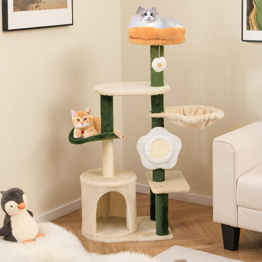 Cute Flower Cat Tree Modern Kitty Tower with Plush Top Perch-Multicolor - Tampa Home & Garden Store