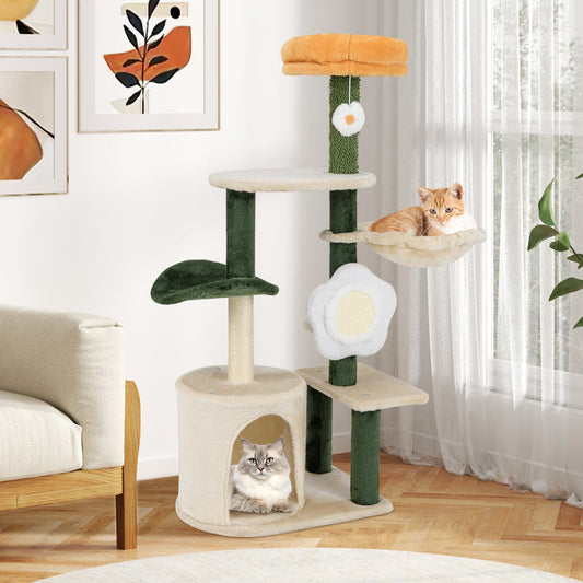 Cute Flower Cat Tree Modern Kitty Tower with Plush Top Perch-Multicolor - Tampa Home & Garden Store