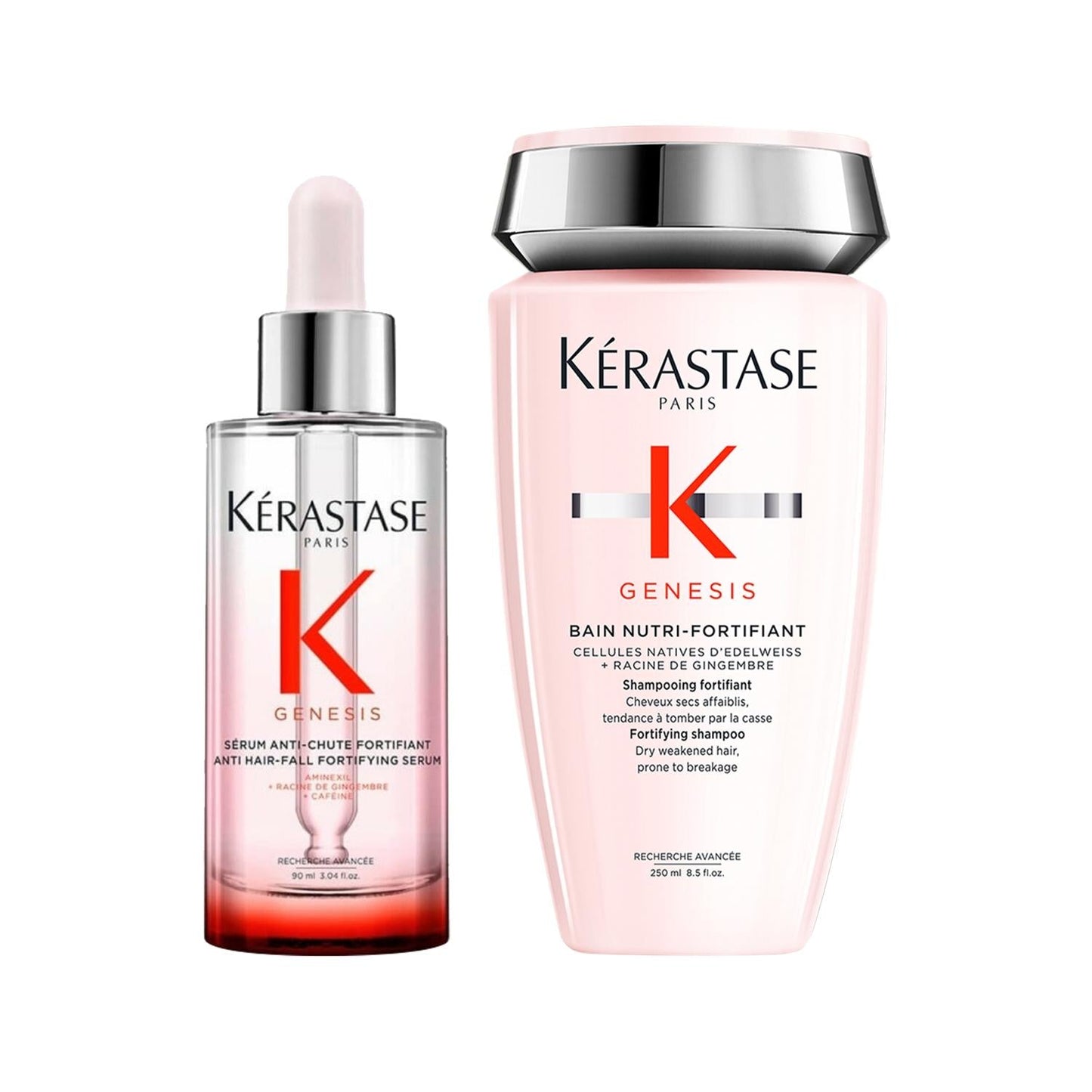 Kérastase Genesis shampoo & fortifying serum set in pink bottles on Tampa Home & Garden Store