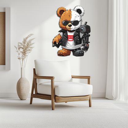 Cyborg Teddy Bear Metal Wall Art – Cool UV Printed Robo Decor-KAFUVM016 - Tampa Home & Garden Store