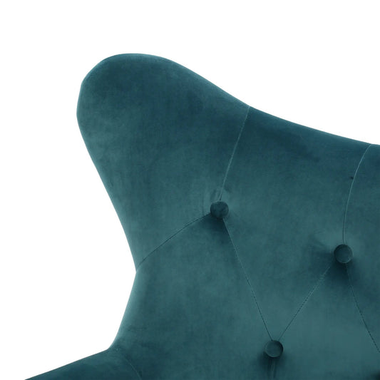 Arm chair teal velvet upholstery with tufted back and button accents on Tampa Home & Garden Store