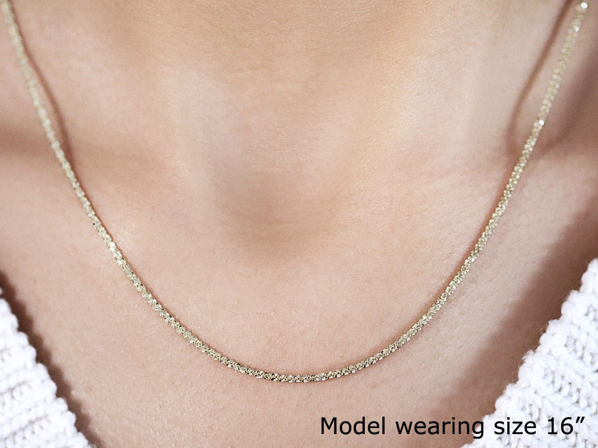 14k yellow gold sparkle chain necklace, 1.5mm width on Tampa Home & Garden Store