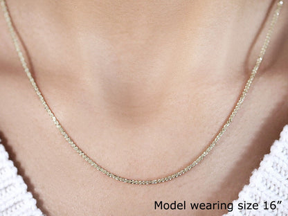 14k yellow gold sparkle chain necklace, 1.5mm width on Tampa Home & Garden Store
