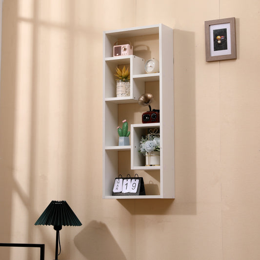 Bookshelf, Freestanding Wood Open Bookcase with 5 Cubes, with 2 keyhole hangers, Home Office Décor Rectangular Storage - Tampa Home & Garden Store