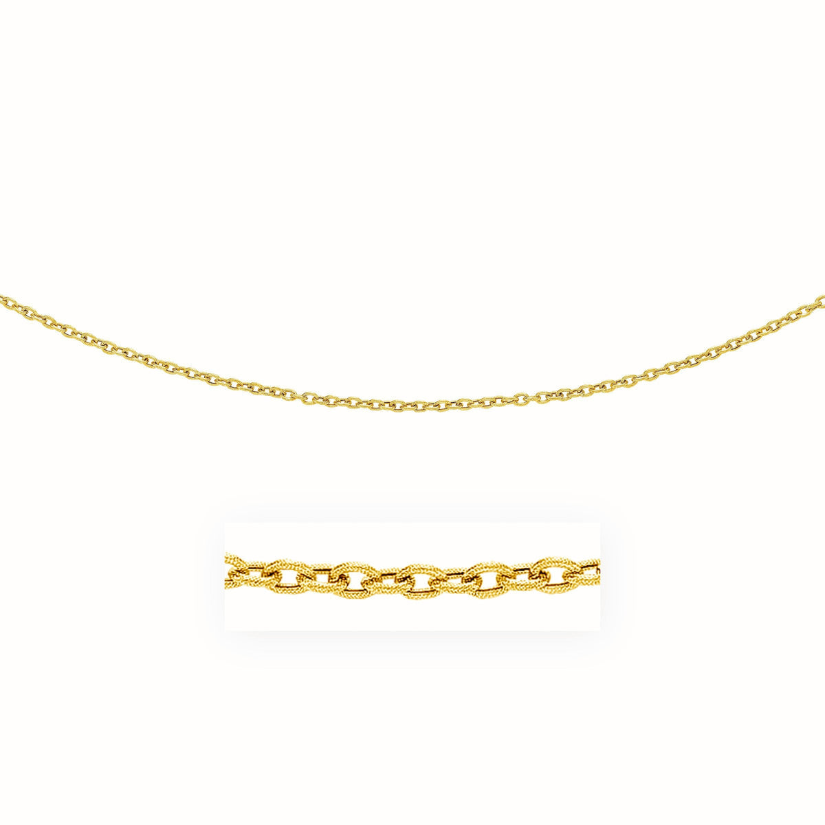 14k yellow gold pendant chain with textured links, 3.5mm width necklace on Tampa Home & Garden Store
