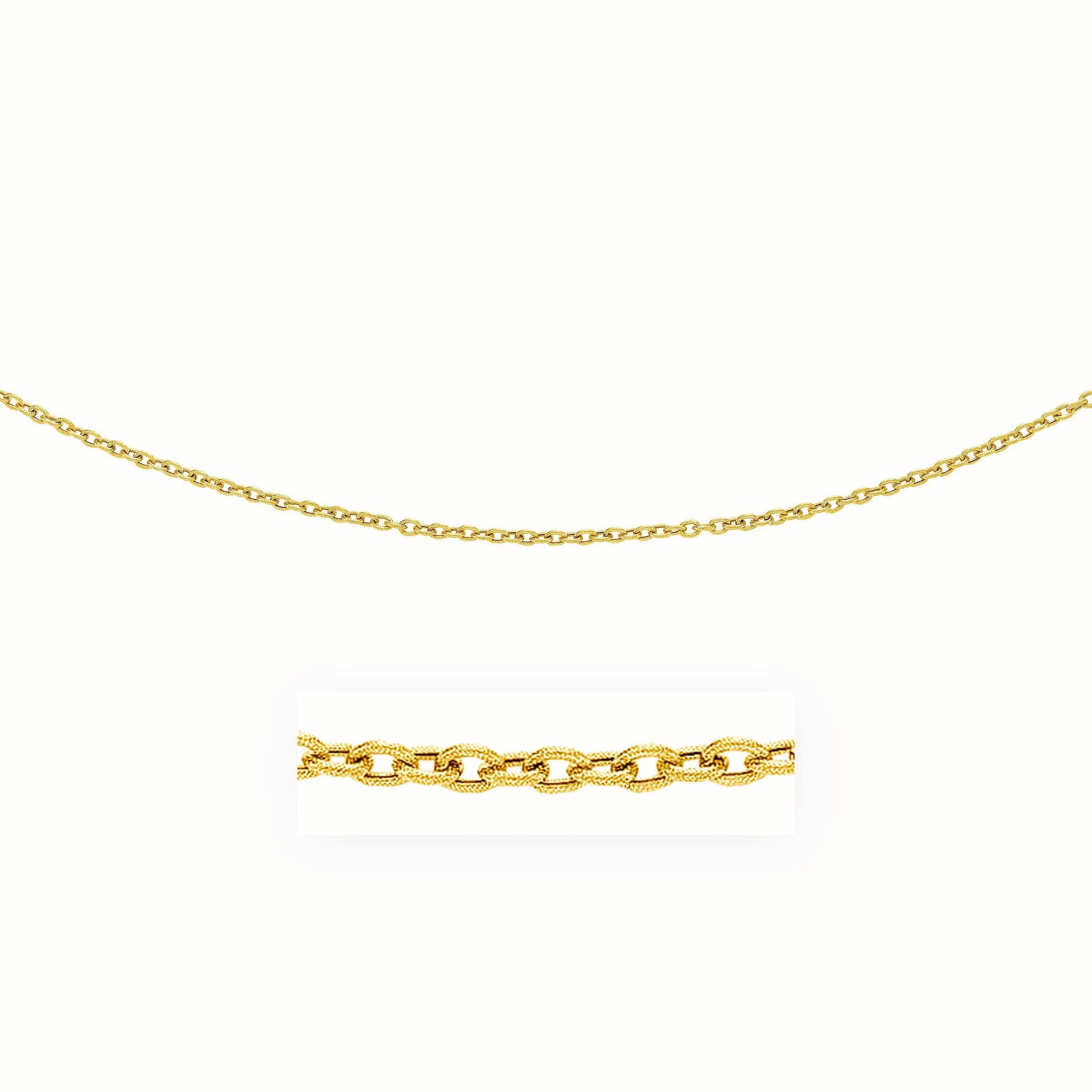 14k yellow gold pendant chain with textured links, 3.5mm width necklace on Tampa Home & Garden Store